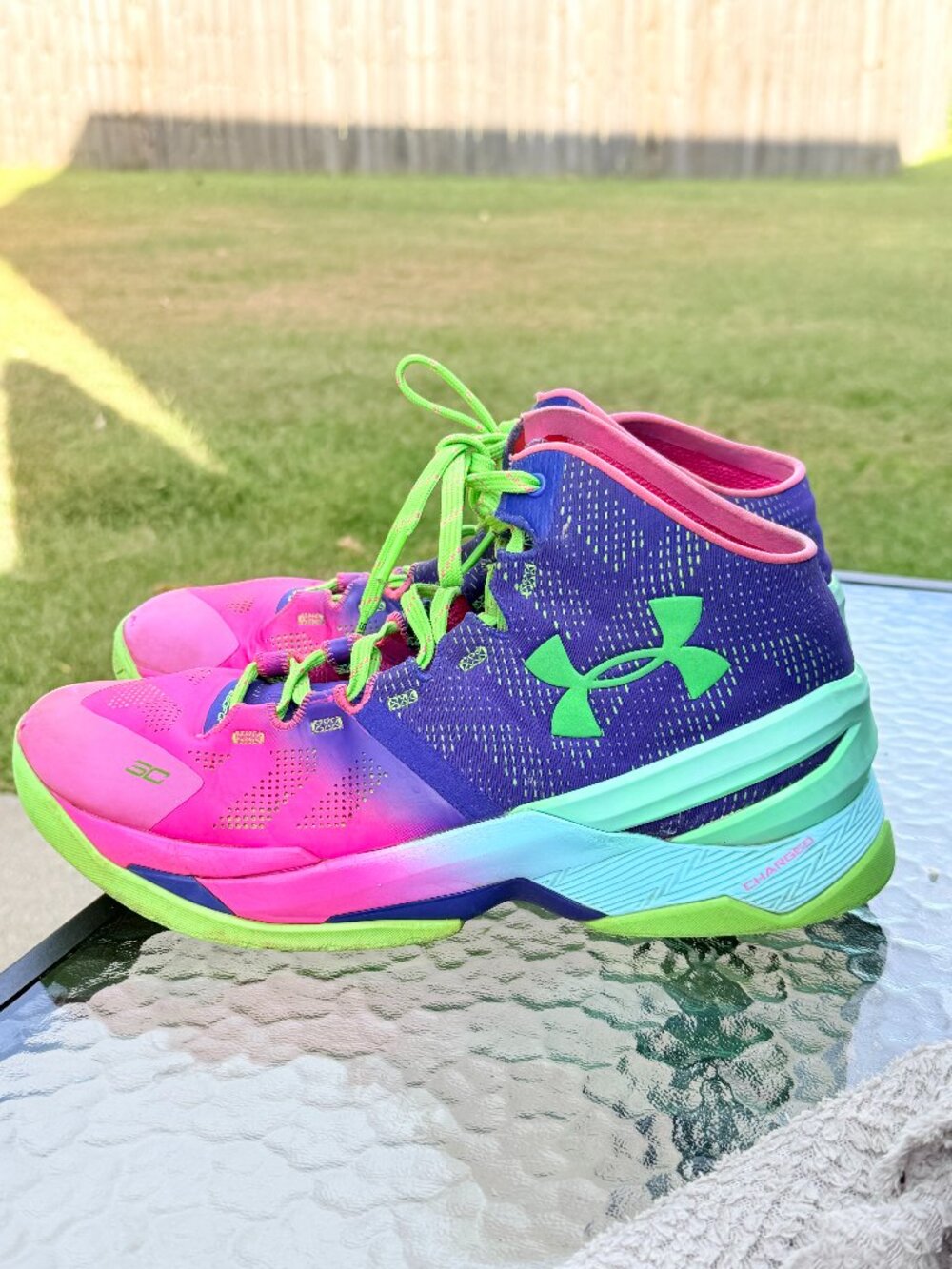 Under Armour Curry 2 Northern Lights 11.5 Pink Purple Y2K Basketball Shoes 4325